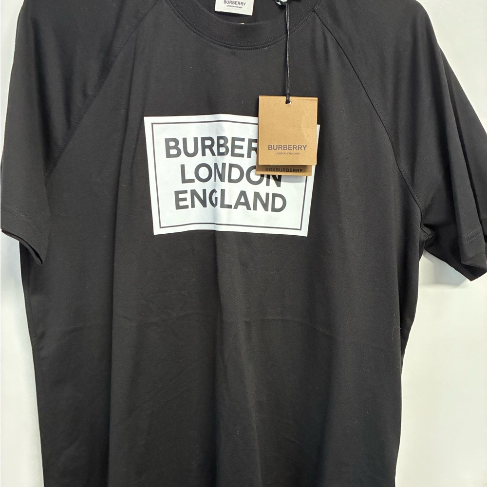Burberry Black Tee with White Logo
